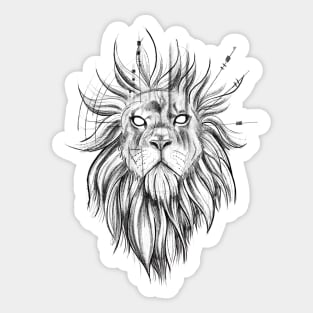 Sketch Style Lion with Geometrical Lines Sticker